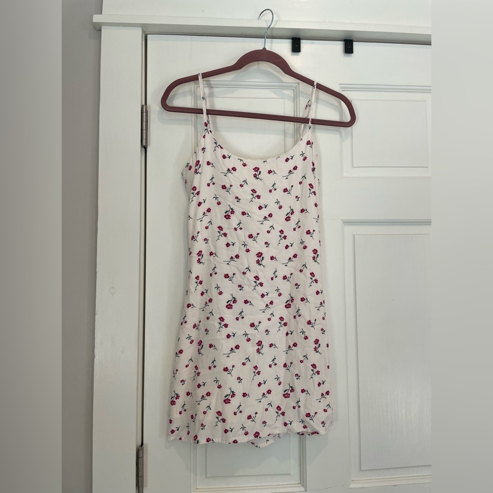 L.A Hearts White Purple Floral Mini Dress With Waist Cincher